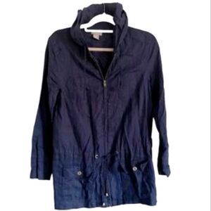 Kenar 100% linen hooded m l jacket light weight summer hoodie shirt jacket blue